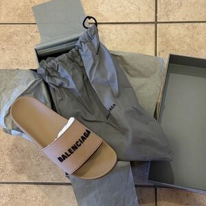 Balenciaga Beige Slide Sandals